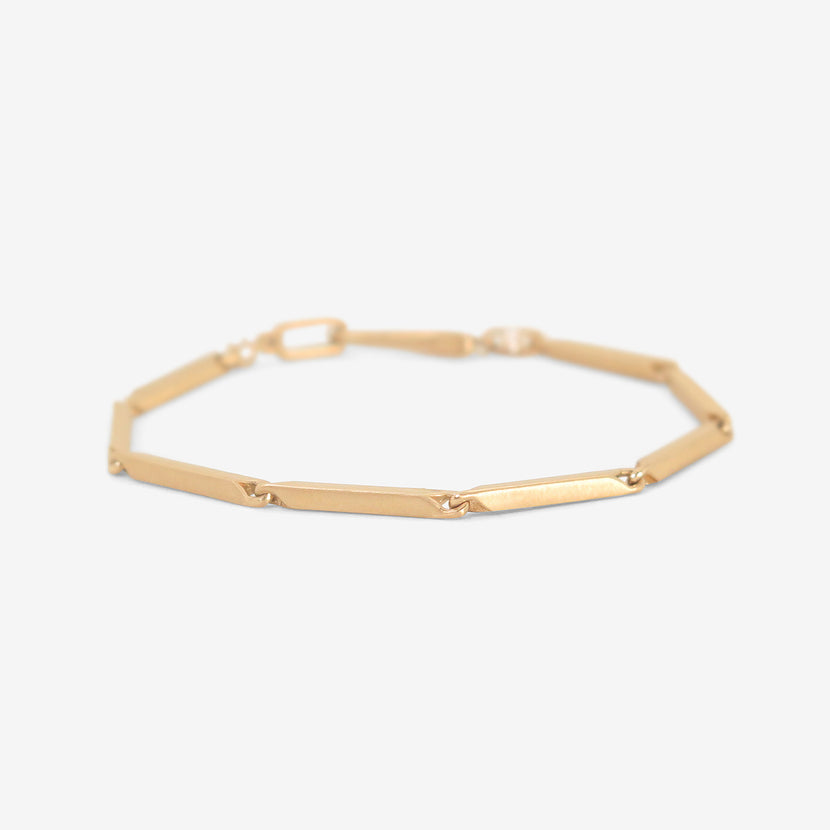 NICOLE LANDAW 14K HEAVYWEIGHT FOB CHAIN BRACELET WITH DIAMOND RONDELLES, .25CT