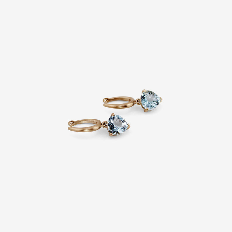 NICOLE LANDAW 14K & AQUAMARINE HUGGIE HOOPS