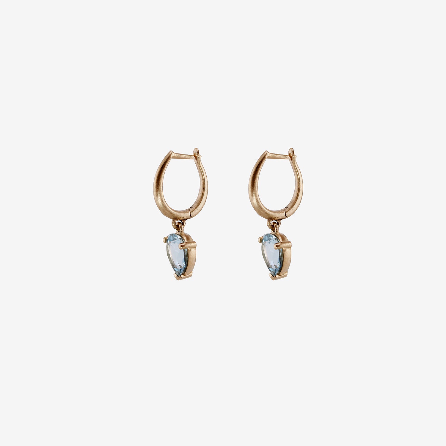NICOLE LANDAW 14K & AQUAMARINE HUGGIE HOOPS