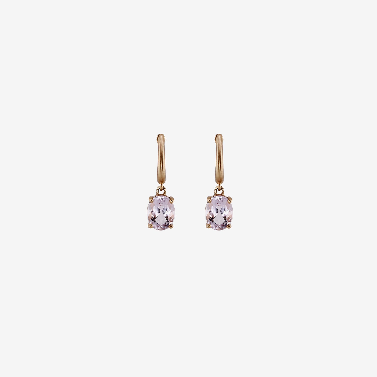NICOLE LANDAW 14K & ROSE DE FRANCE AMETHYST HUGGIE HOOPS