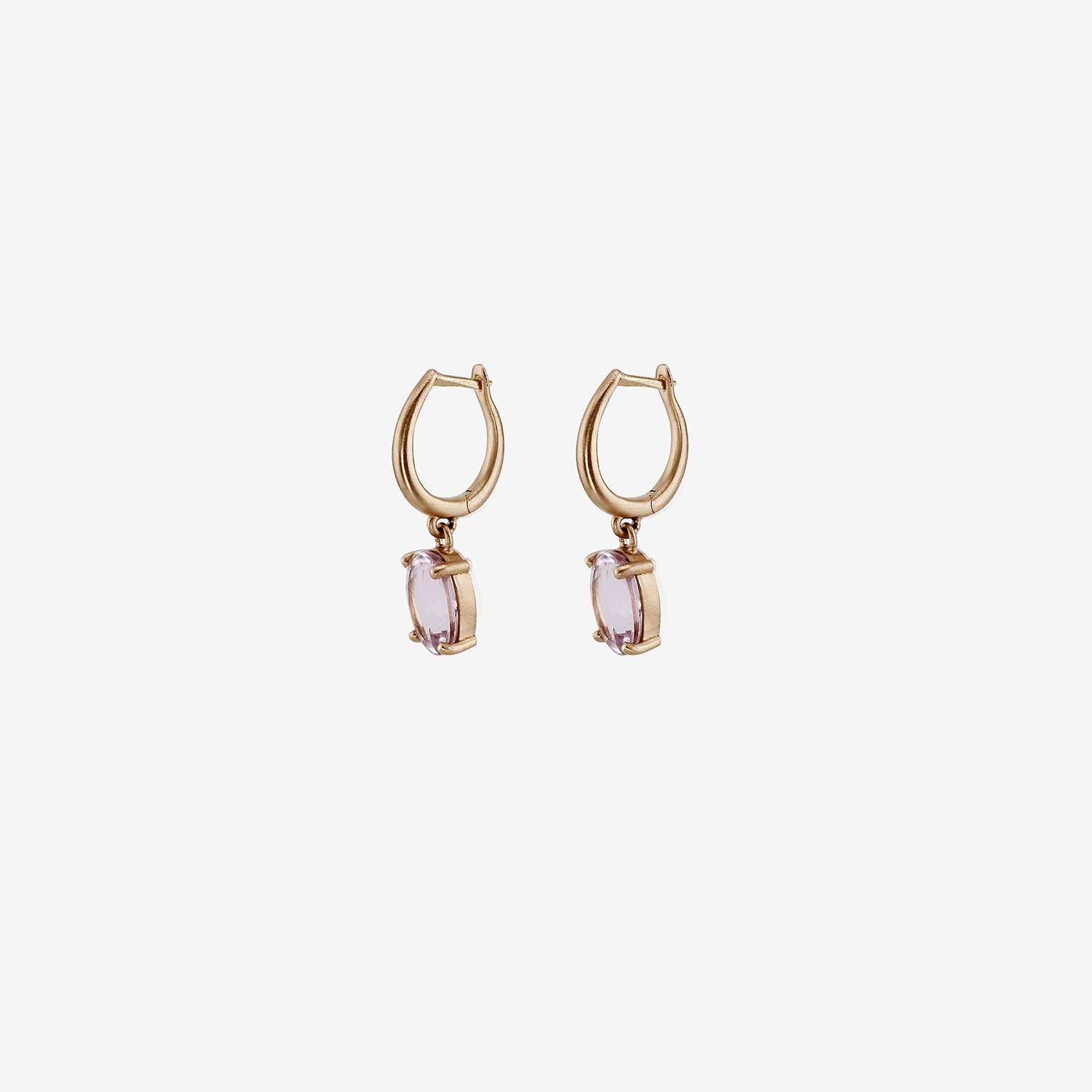 NICOLE LANDAW 14K & ROSE DE FRANCE AMETHYST HUGGIE HOOPS