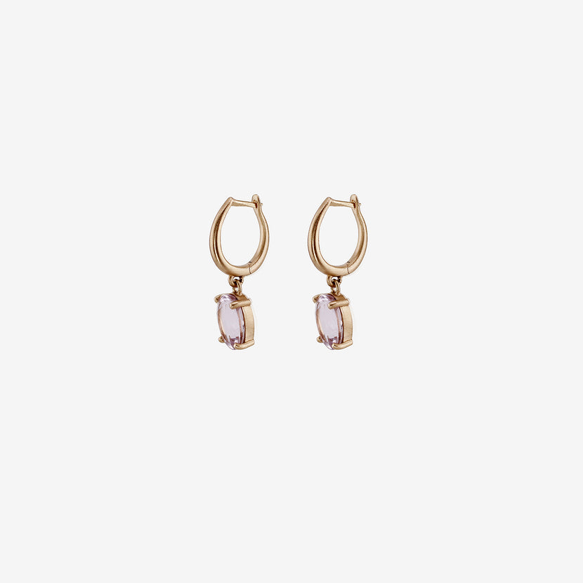 NICOLE LANDAW 14K & ROSE DE FRANCE AMETHYST HUGGIE HOOPS