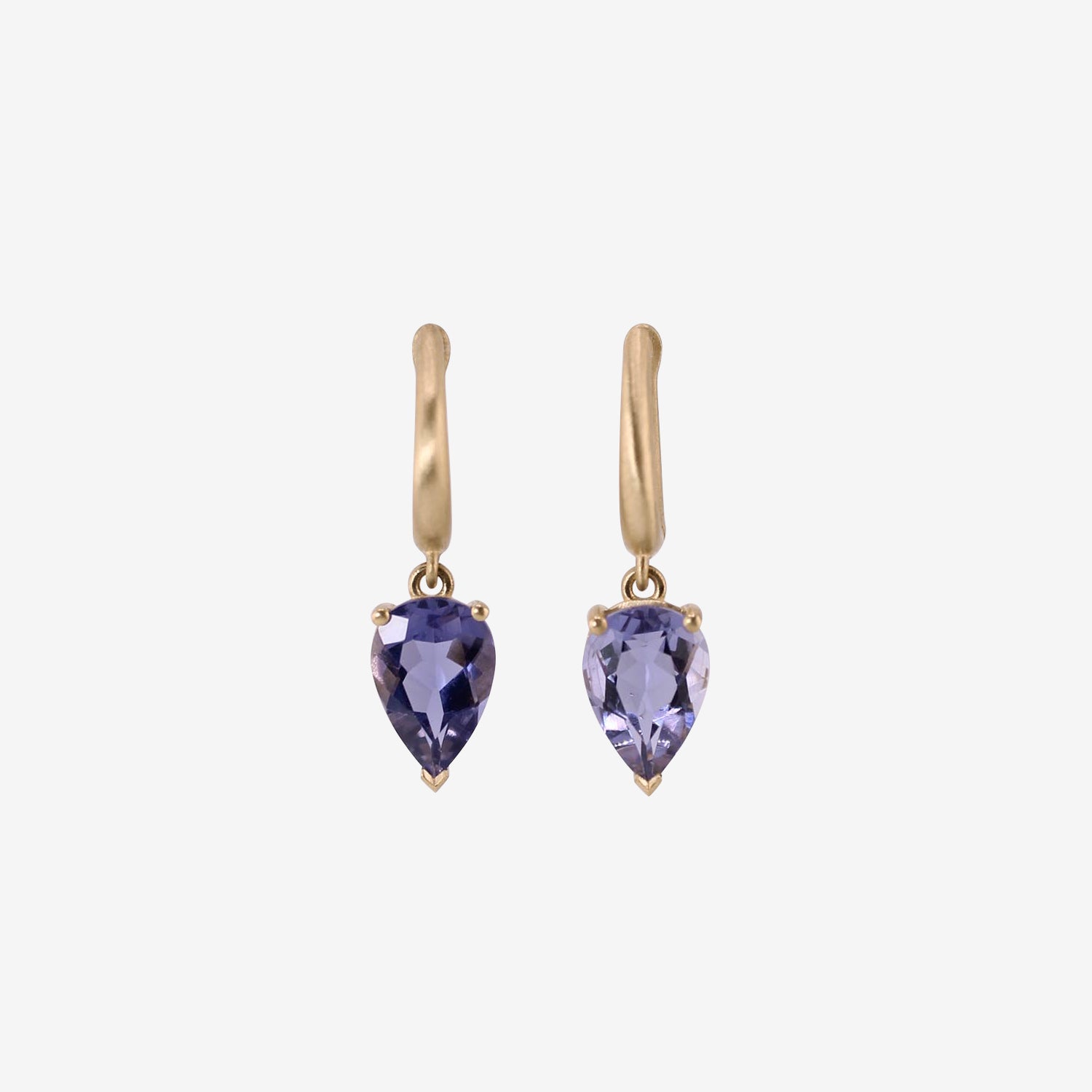 NICOLE LANDAW 14K & IOLITE HUGGIE HOOPS