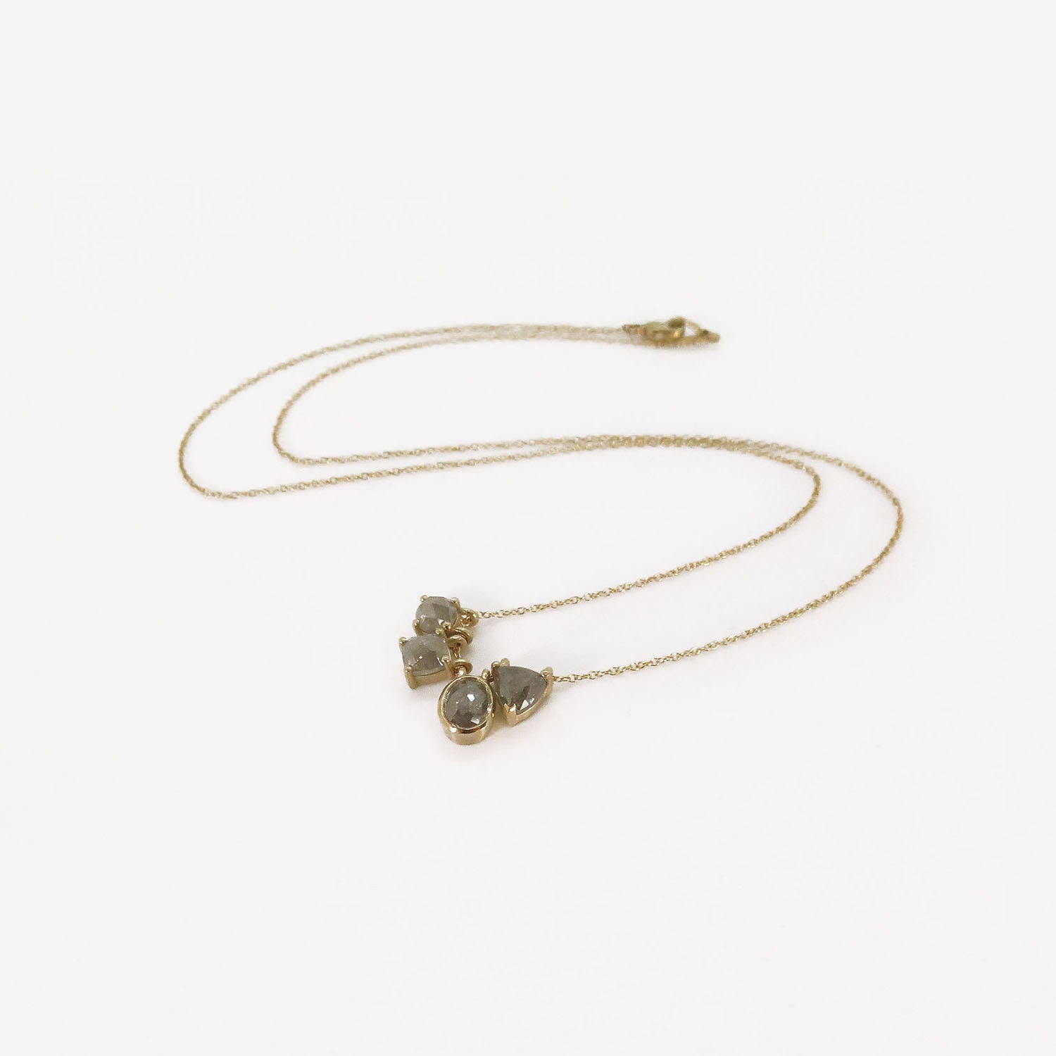 NICOLE LANDAW 14K & LIGHT GREY DIAMOND LARGE FOUR-PIECE STORY NECKLACE, 2.3CT