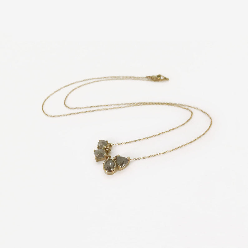 NICOLE LANDAW 14K & LIGHT GREY DIAMOND LARGE FOUR-PIECE STORY NECKLACE, 2.3CT