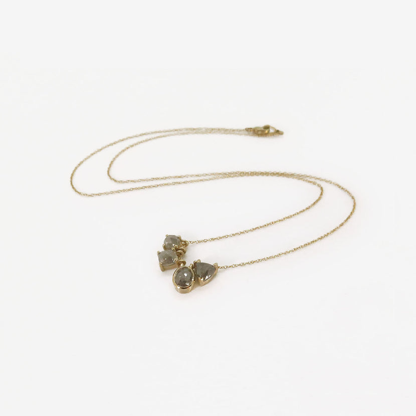 NICOLE LANDAW 14K & LIGHT GREY DIAMOND LARGE FOUR-PIECE STORY NECKLACE, 2.3CT