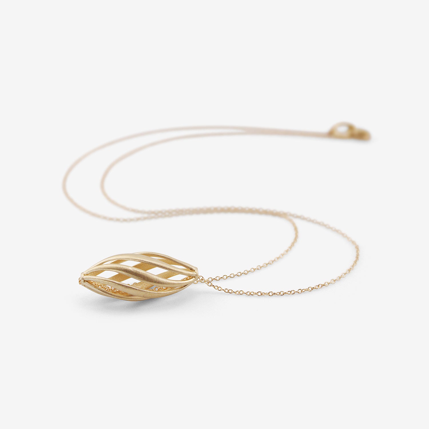 NICOLE LANDAW 14K OBLONG SPIRAL TWIST NECKLACE