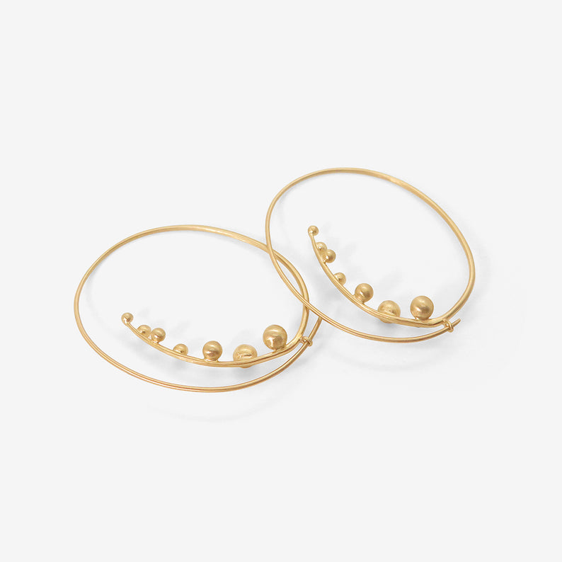 NICOLE LANDAW 14K OVAL BLOSSOM SPIRAL HOOPS