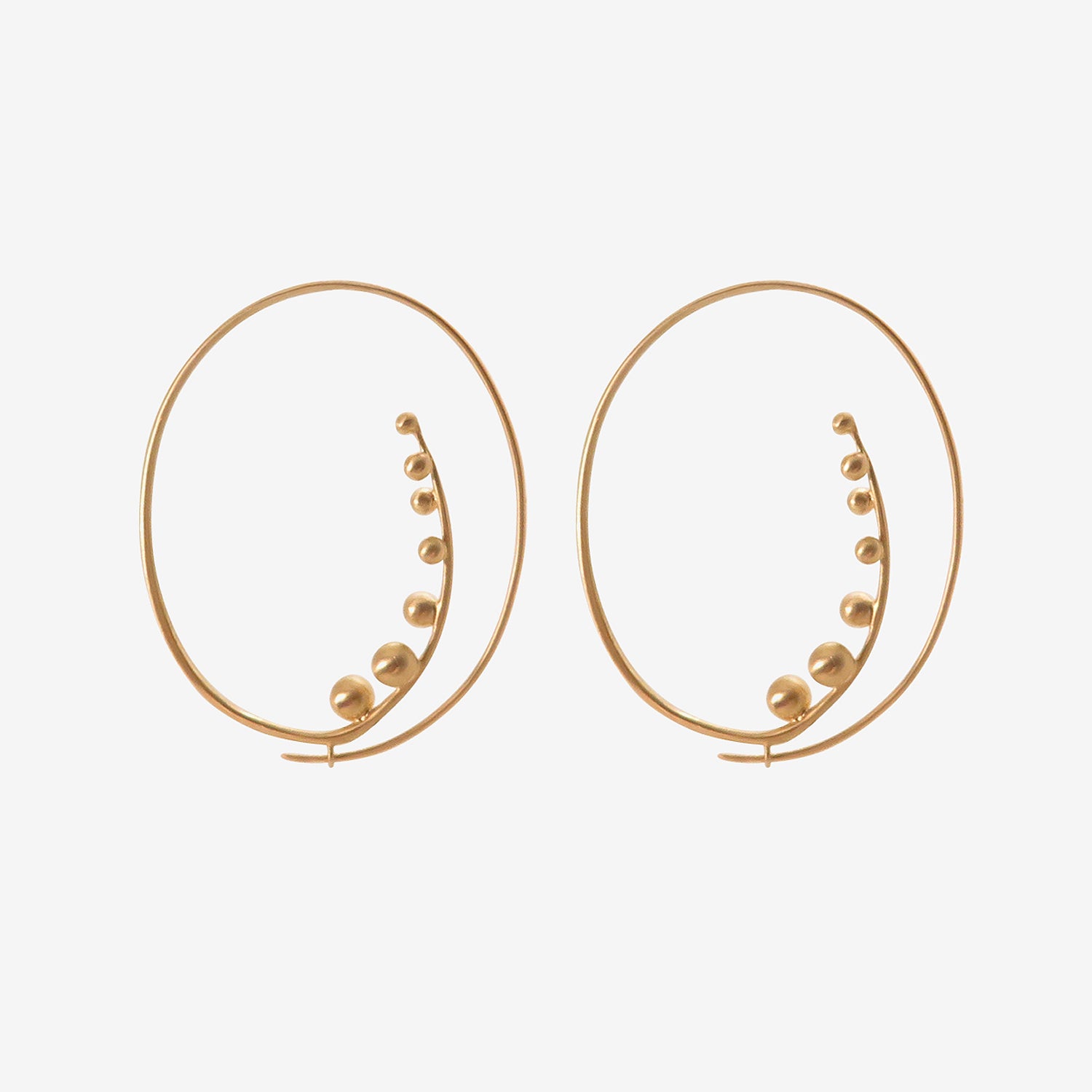 NICOLE LANDAW 14K OVAL BLOSSOM SPIRAL HOOPS