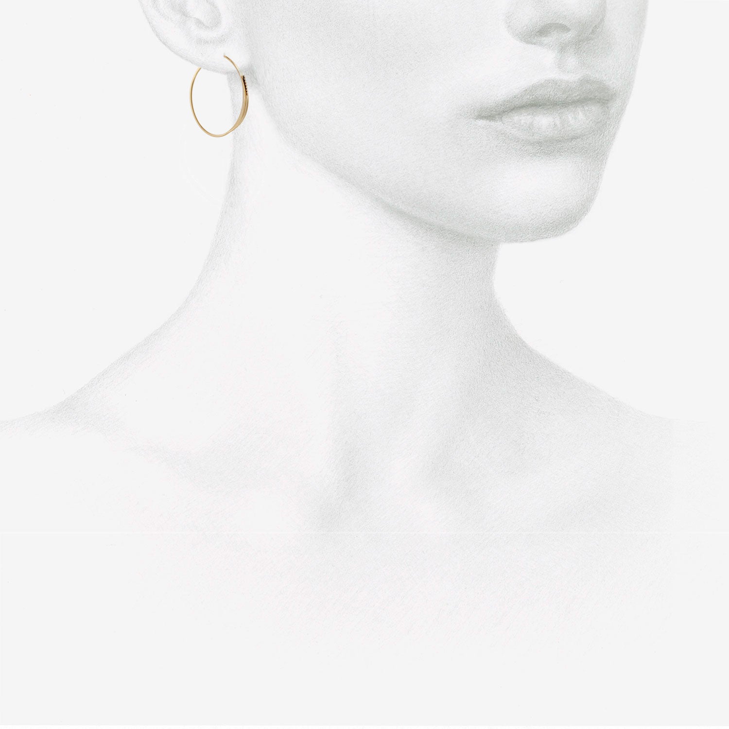 NICOLE LANDAW 14K & DIAMOND OVAL CATTAIL HOOPS ON POSTS, .20CT