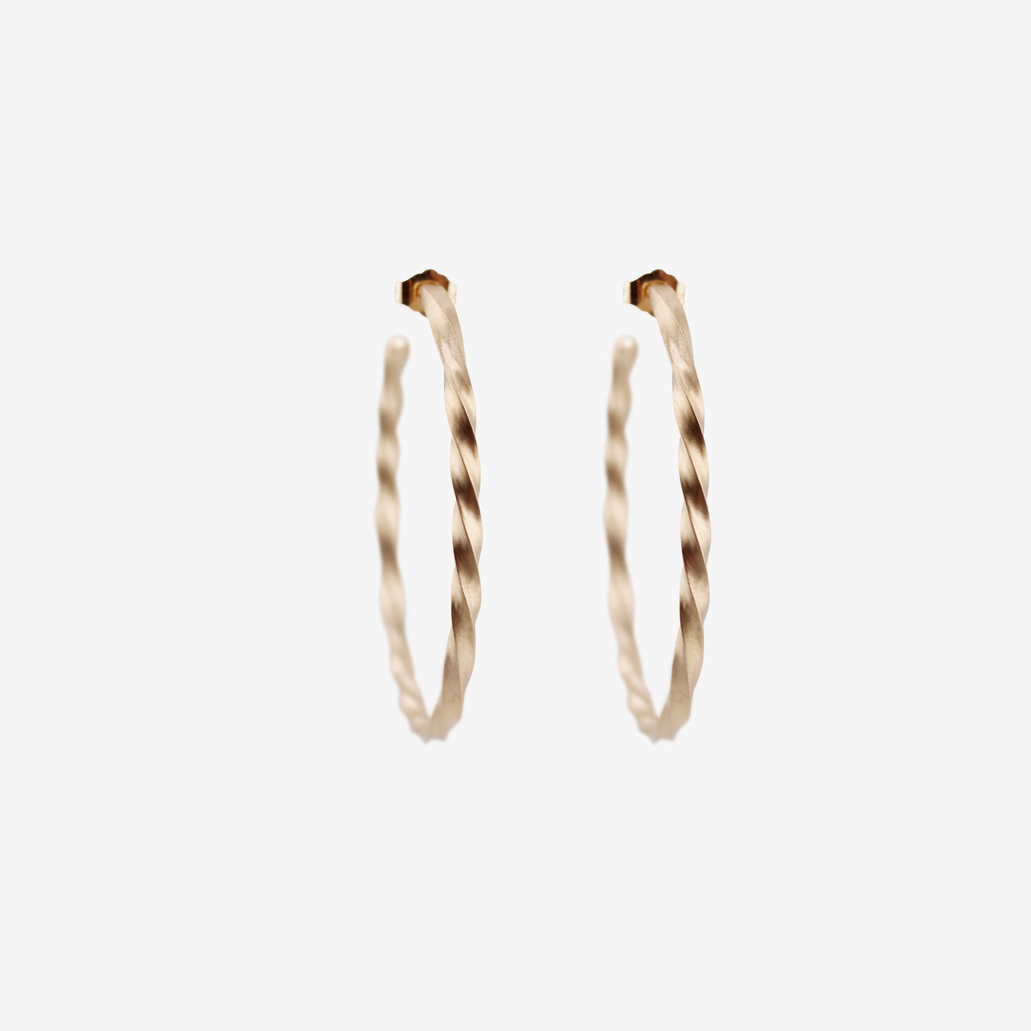 NICOLE LANDAW 14K OVAL TWIST HOOPS ON POSTS