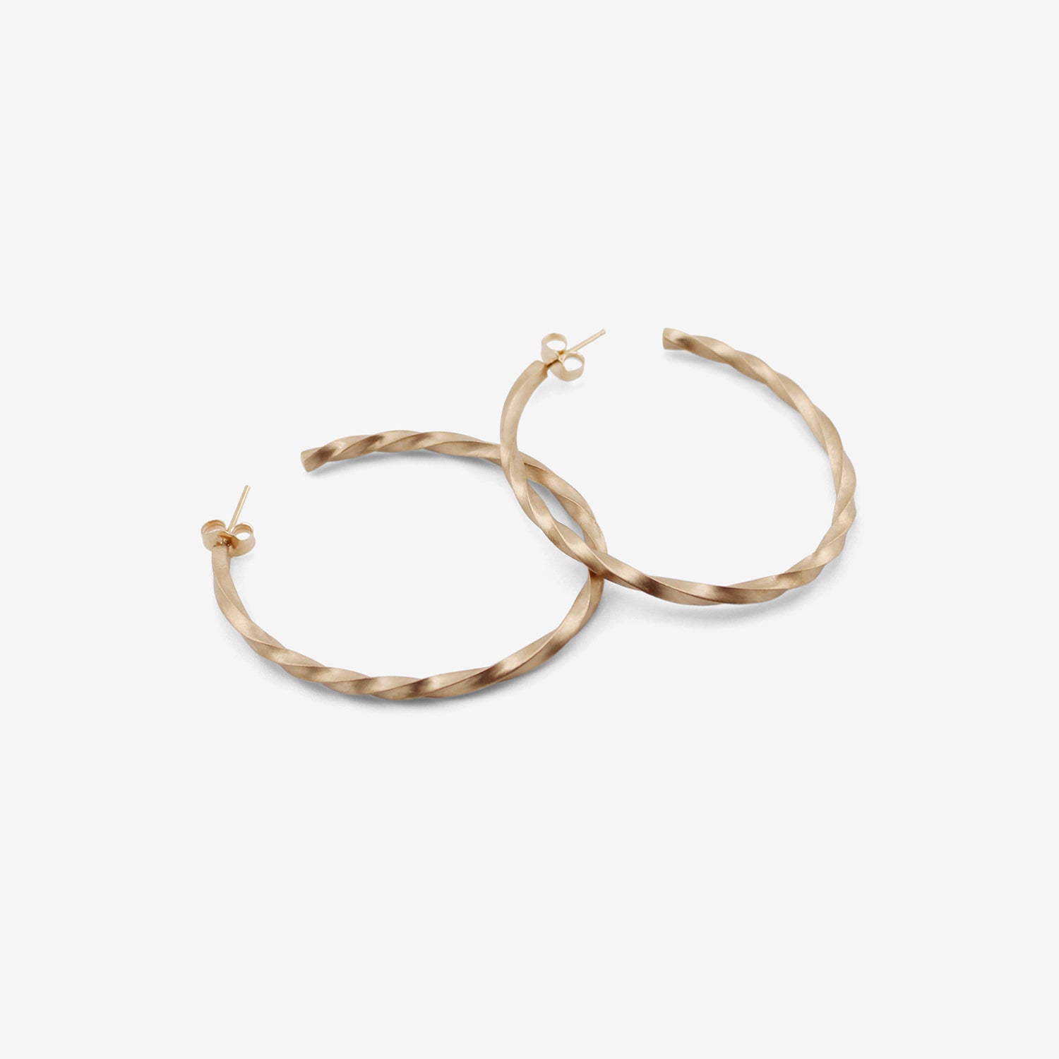 NICOLE LANDAW 14K OVAL TWIST HOOPS ON POSTS