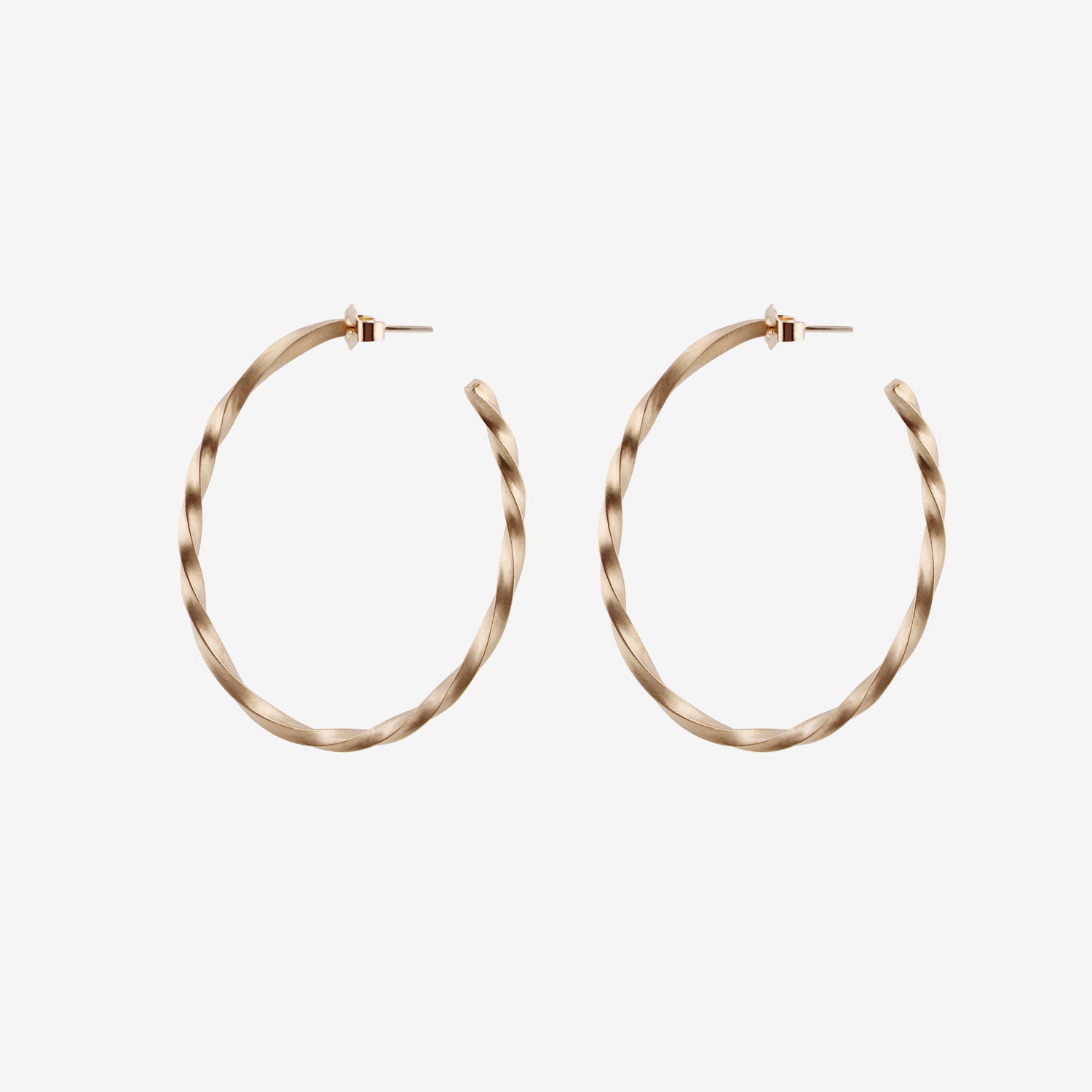 NICOLE LANDAW 14K OVAL TWIST HOOPS ON POSTS
