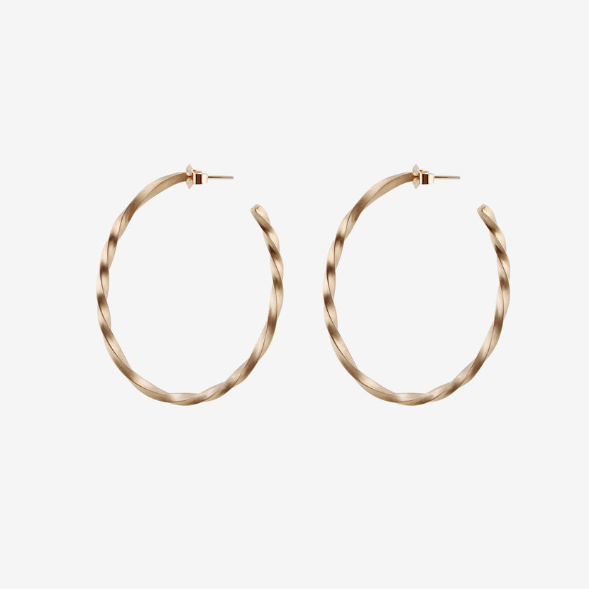 NICOLE LANDAW 14K OVAL TWIST HOOPS ON POSTS