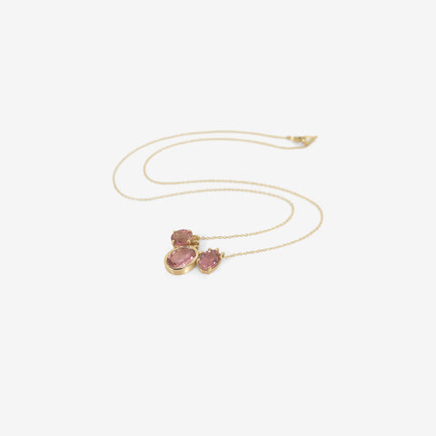 NICOLE LANDAW 14K & PINK TOURMALINE EXTRA-LARGE TRIO STORY NECKLACE, 5.14CT