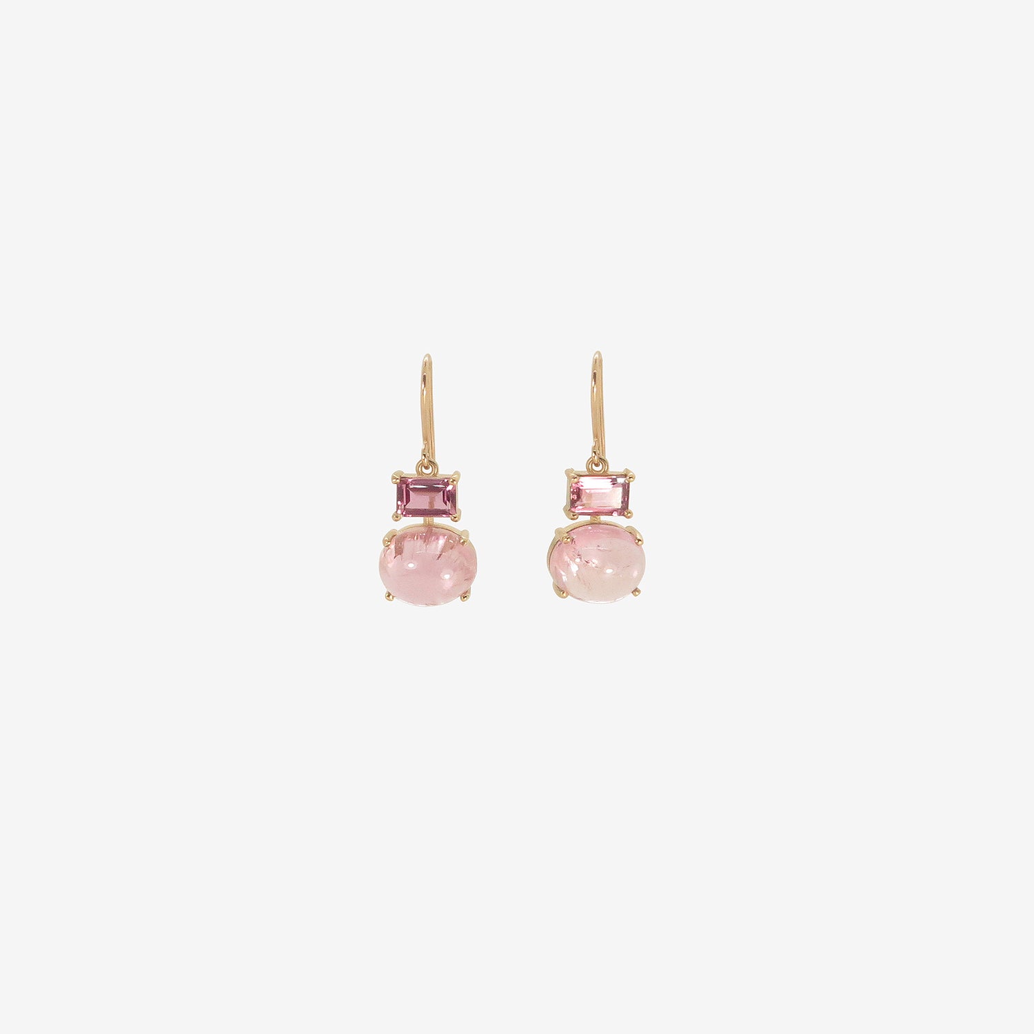 NICOLE LANDAW 14K & PINK TOURMALINE PAIRED DROP EARRINGS, 8.43CT