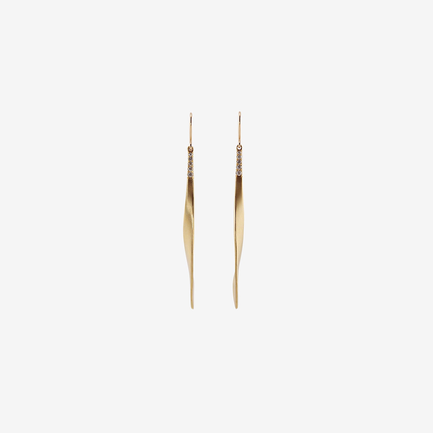 NICOLE LANDAW 14K SAIL DROP EARRINGS WITH DIAMOND PAVÉ, .13CT