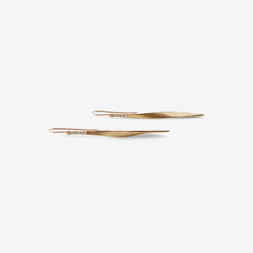 NICOLE LANDAW 14K SAIL DROP EARRINGS WITH DIAMOND PAVÉ, .13CT