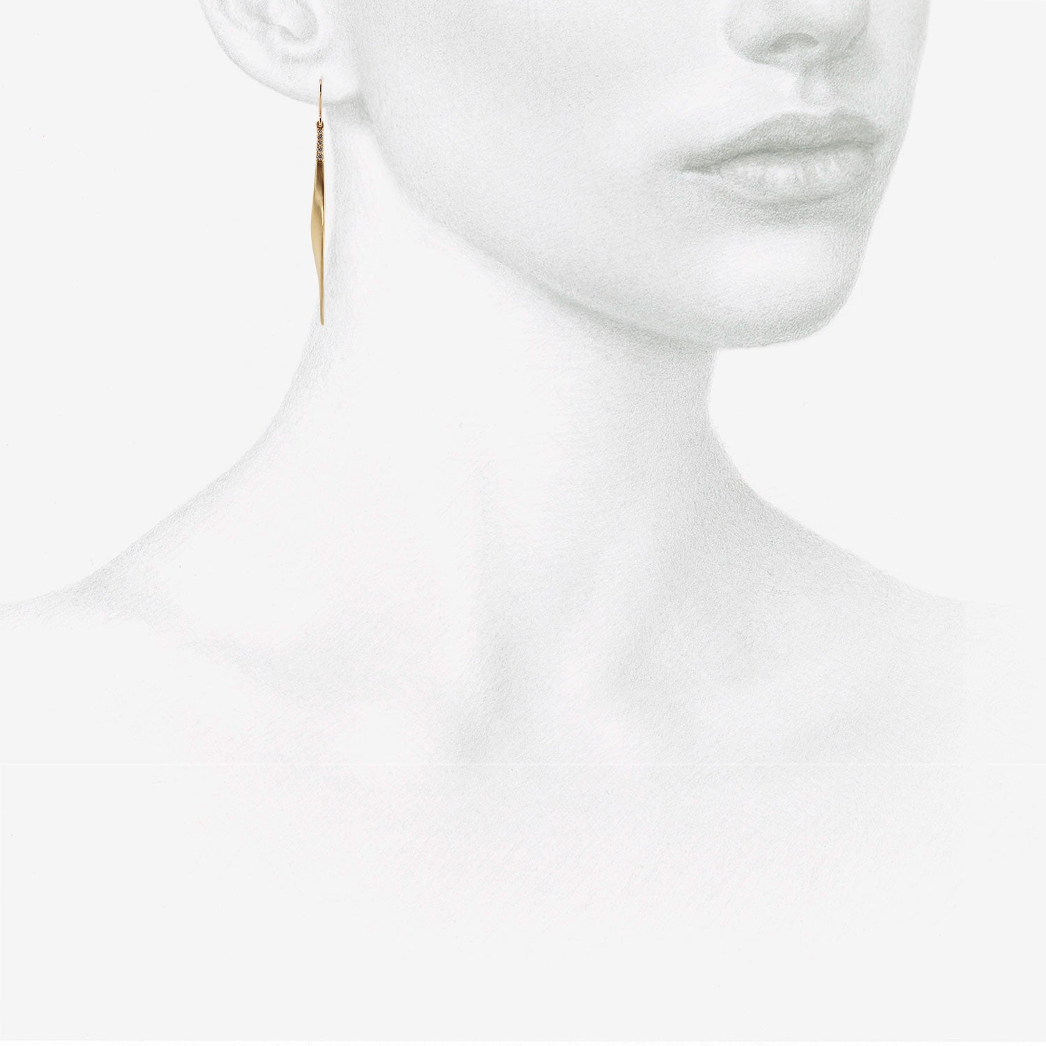 NICOLE LANDAW 14K SAIL DROP EARRINGS WITH DIAMOND PAVÉ, .13CT
