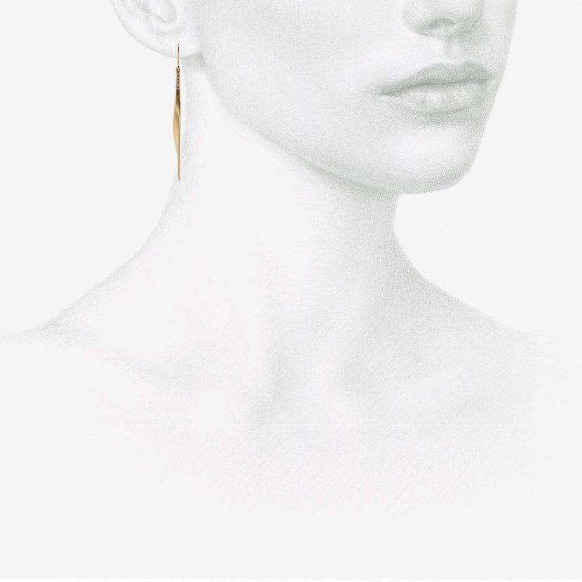 NICOLE LANDAW 14K SAIL DROP EARRINGS WITH DIAMOND PAVÉ, .13CT