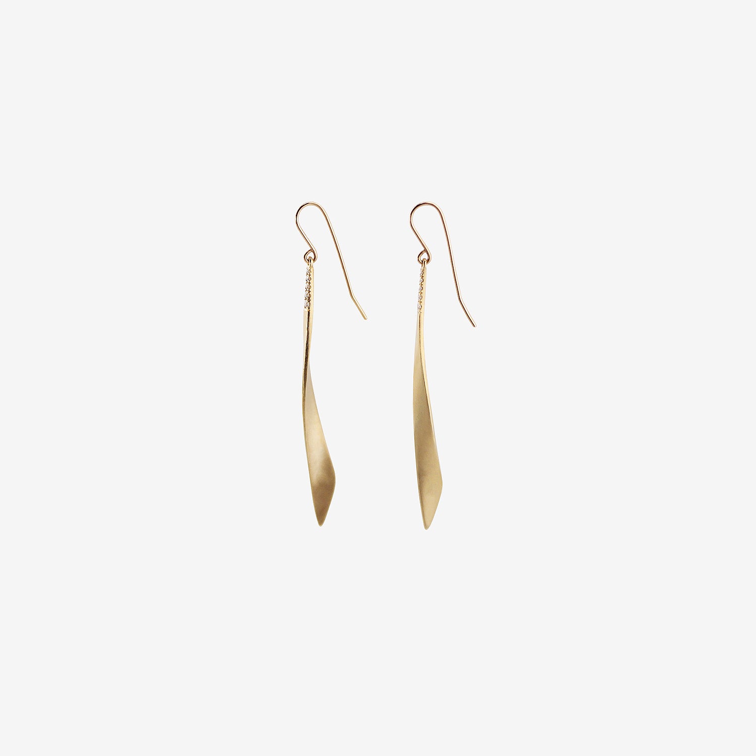 NICOLE LANDAW 14K SAIL DROP EARRINGS WITH DIAMOND PAVÉ, .13CT
