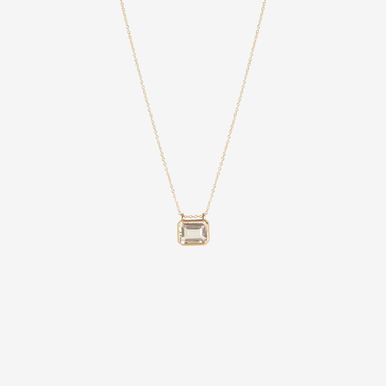 NICOLE LANDAW 14K & WHITE TOPAZ SOLITAIRE STORY NECKLACE