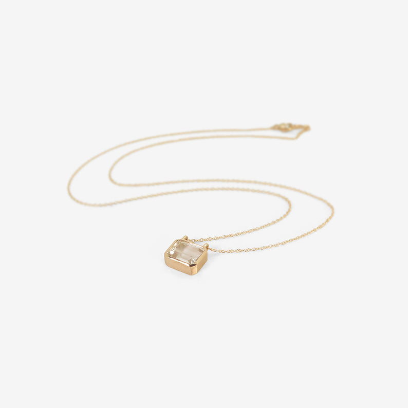 NICOLE LANDAW 14K & WHITE TOPAZ SOLITAIRE STORY NECKLACE