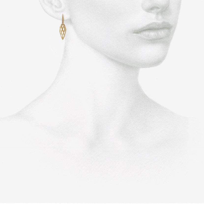 NICOLE LANDAW 14K SPIRAL TWIST LANTERN EARRINGS ON POSTED DROPLETS