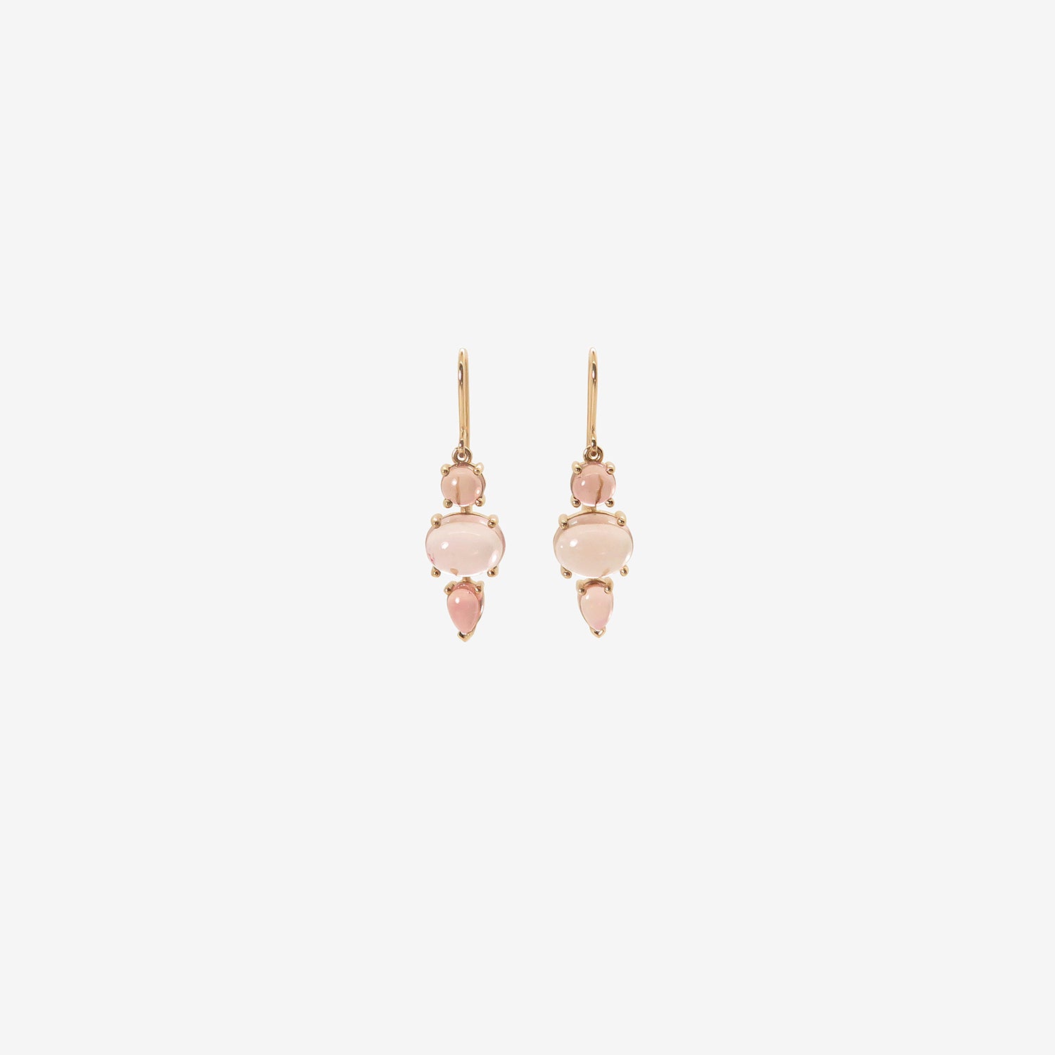NICOLE LANDAW 14K TRIPLE DROP EARRINGS WITH PINK TOURMALINE