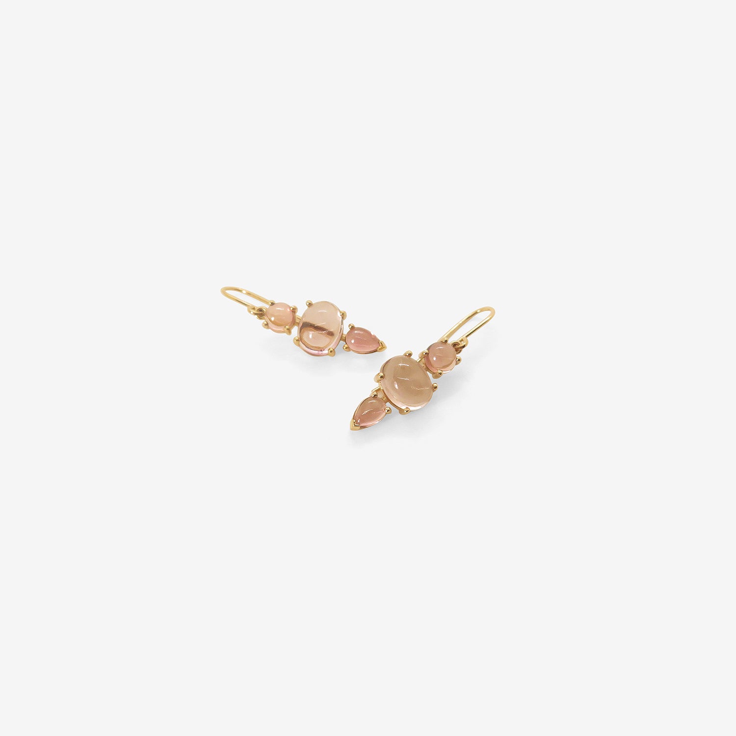 NICOLE LANDAW 14K TRIPLE DROP EARRINGS WITH PINK TOURMALINE
