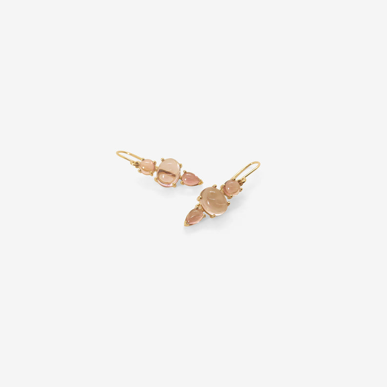 NICOLE LANDAW 14K TRIPLE DROP EARRINGS WITH PINK TOURMALINE