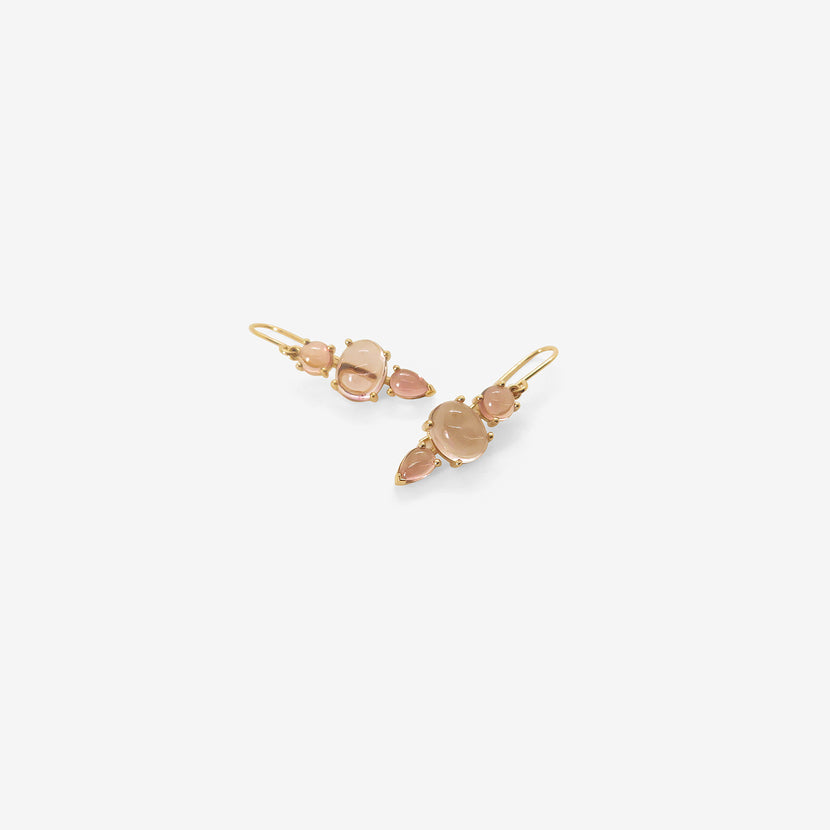 NICOLE LANDAW 14K TRIPLE DROP EARRINGS WITH PINK TOURMALINE