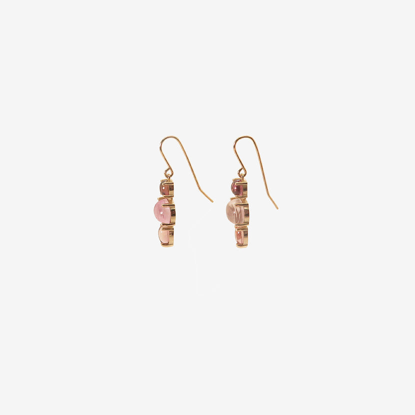 NICOLE LANDAW 14K TRIPLE DROP EARRINGS WITH PINK TOURMALINE
