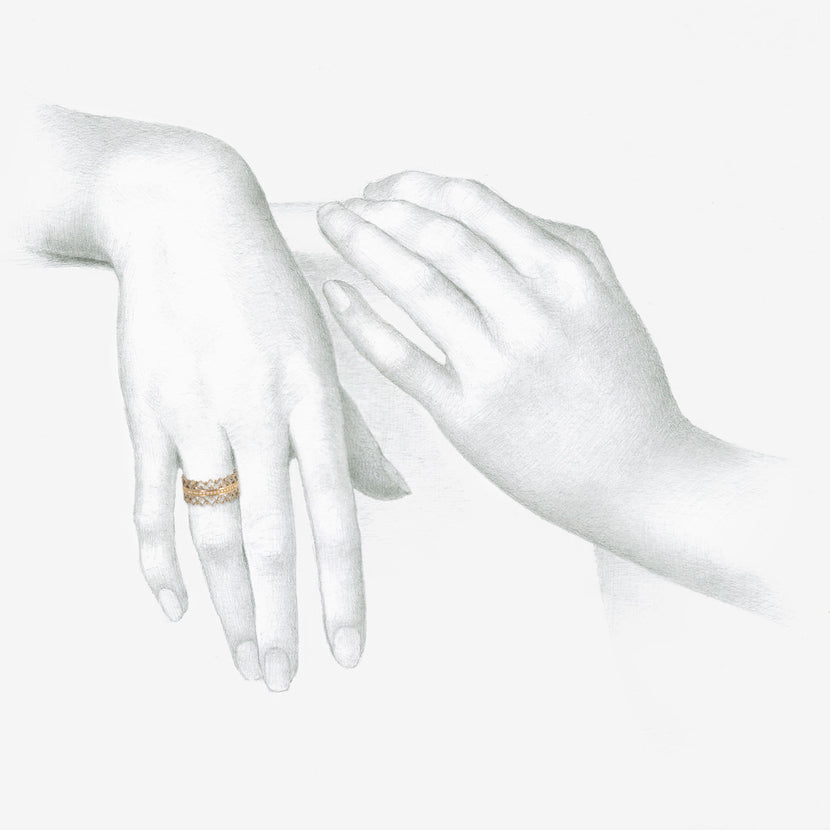 NIKOLLE RADI 18K & PLATINUM BROCADE RING WITH WHITE DIAMOND PAVÉ