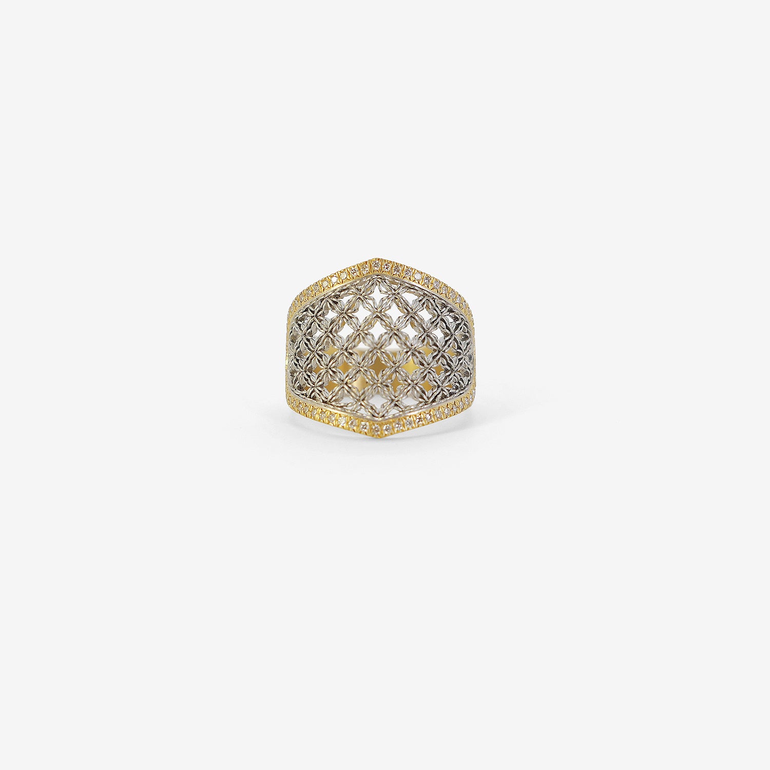 NIKOLLE RADI 18K & PLATINUM CORSET RING WITH WHITE PAVÉ DIAMONDS