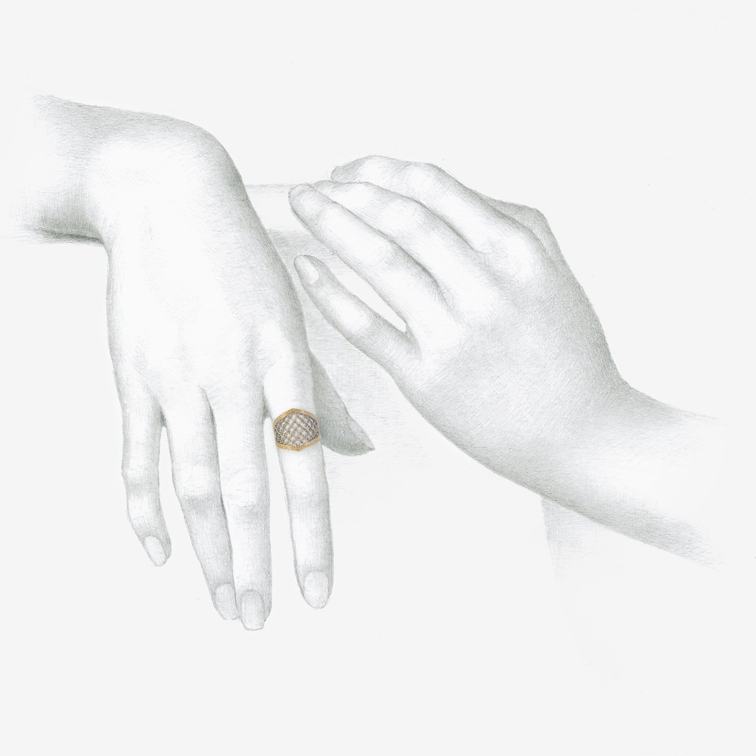 NIKOLLE RADI 18K & PLATINUM CORSET RING WITH WHITE PAVÉ DIAMONDS