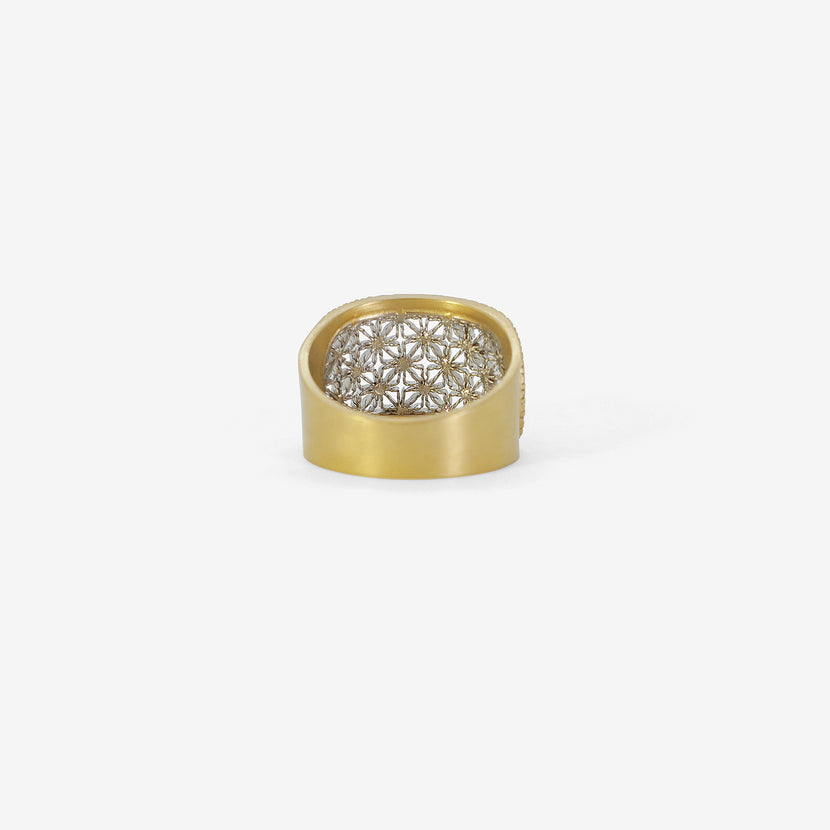 NIKOLLE RADI 18K & PLATINUM ELLIPSE RING WITH CHAMPAGNE MICRO PAVÉ DIAMONDS