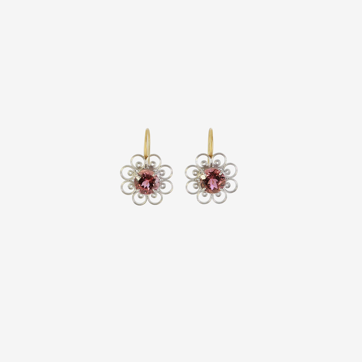 NIKOLLE RADI 18K & PLATINUM HANDSPUN EARRINGS WITH PINK TOURMALINE