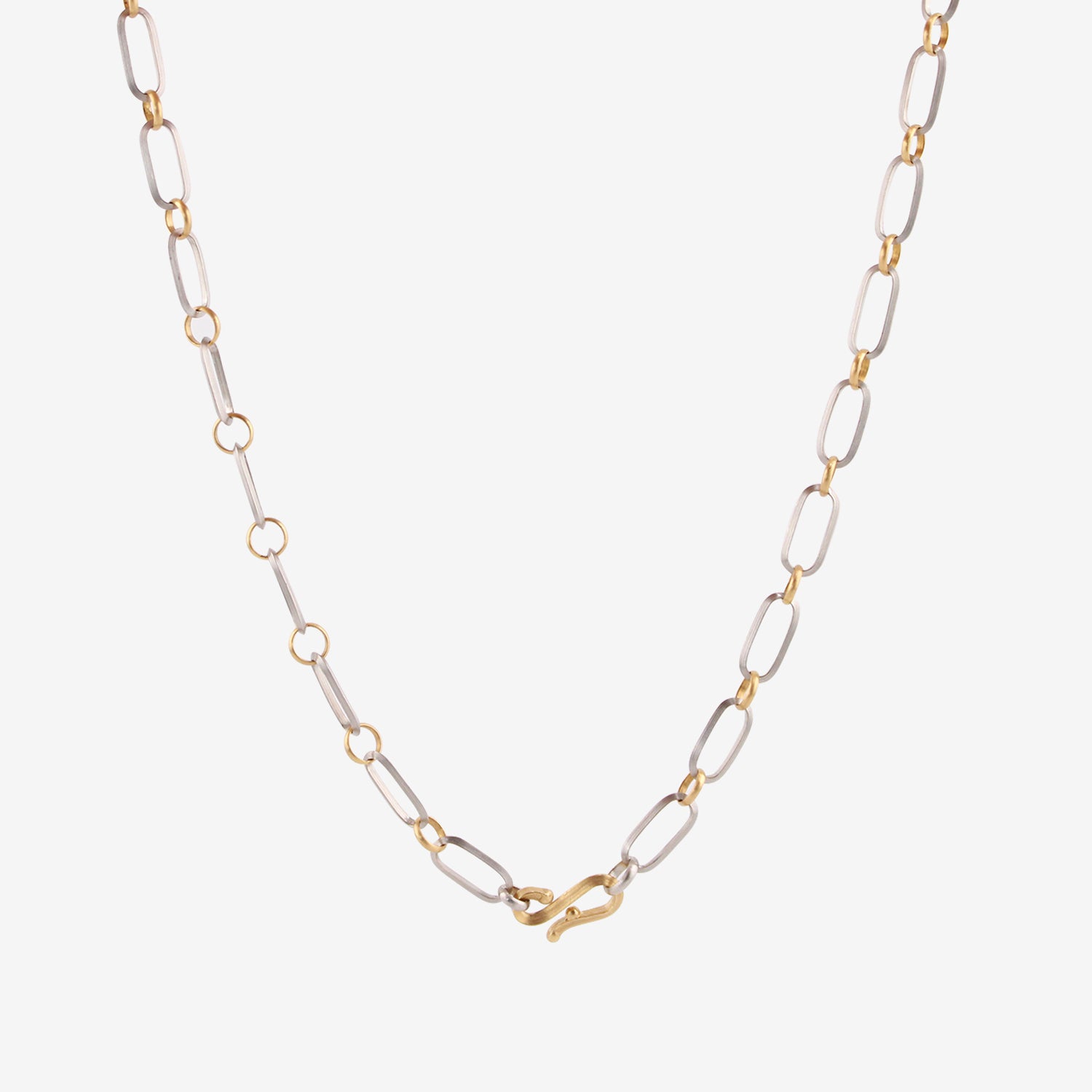 NIKOLLE RADI 18K & PLATINUM LARGE OVAL & ROUND LINK CHAIN NECKLACE
