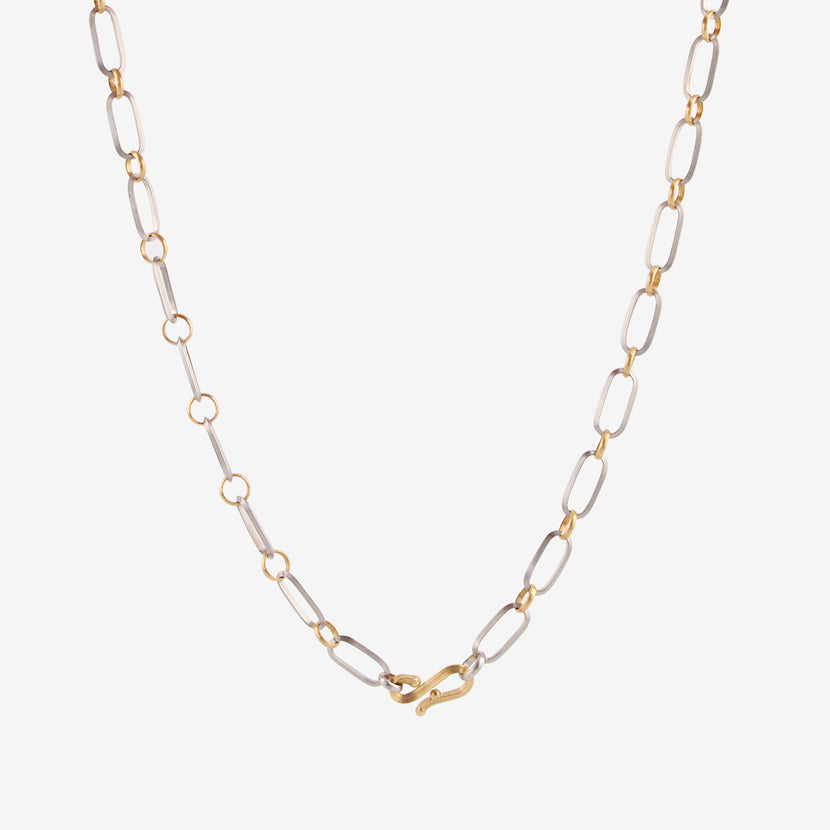 NIKOLLE RADI 18K & PLATINUM LARGE OVAL & ROUND LINK CHAIN NECKLACE