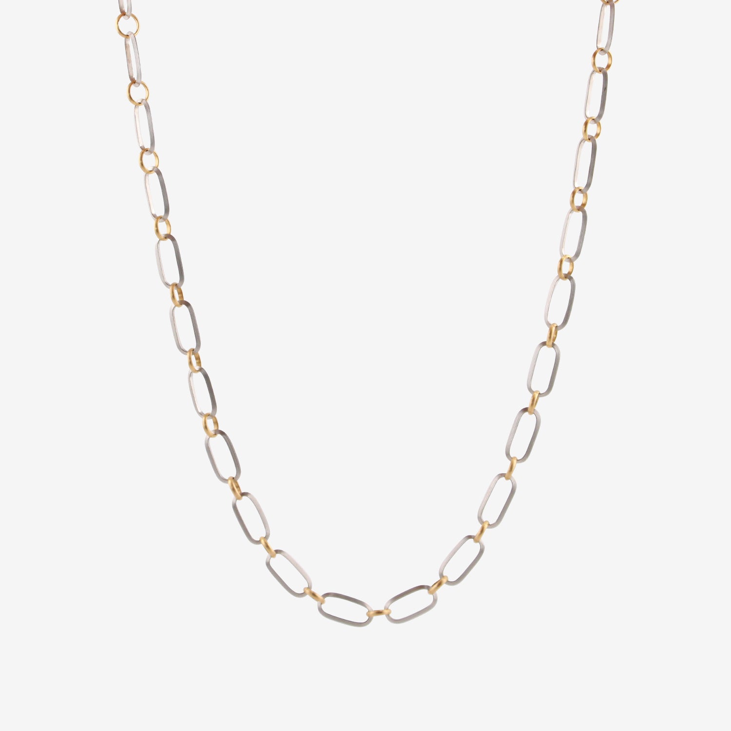 NIKOLLE RADI 18K & PLATINUM LARGE OVAL & ROUND LINK CHAIN NECKLACE