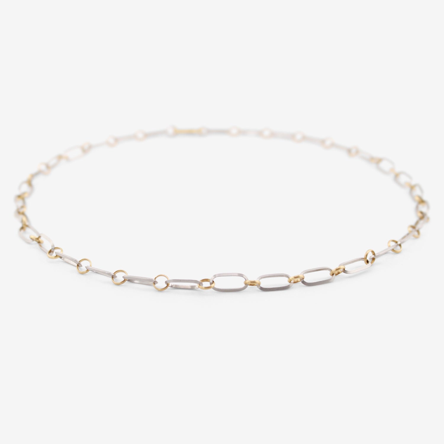NIKOLLE RADI 18K & PLATINUM LARGE OVAL & ROUND LINK CHAIN NECKLACE