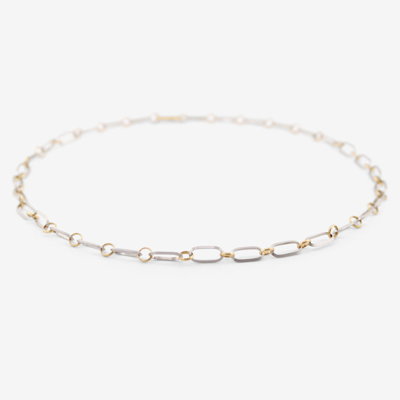 NIKOLLE RADI 18K & PLATINUM LARGE OVAL & ROUND LINK CHAIN NECKLACE