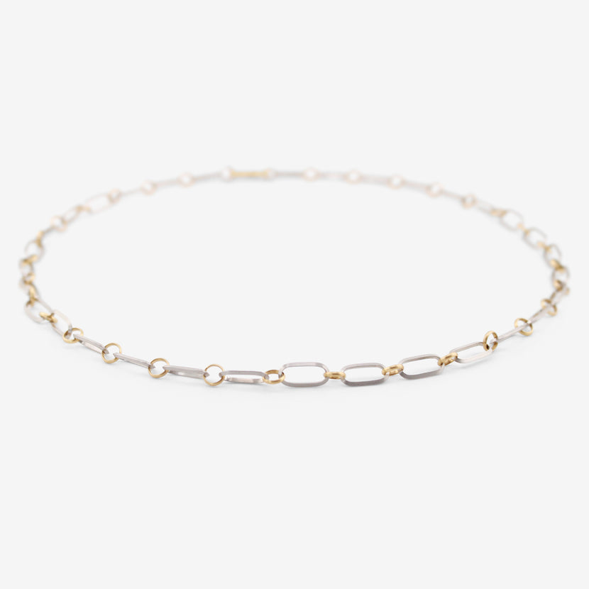 NIKOLLE RADI 18K & PLATINUM LARGE OVAL & ROUND LINK CHAIN NECKLACE