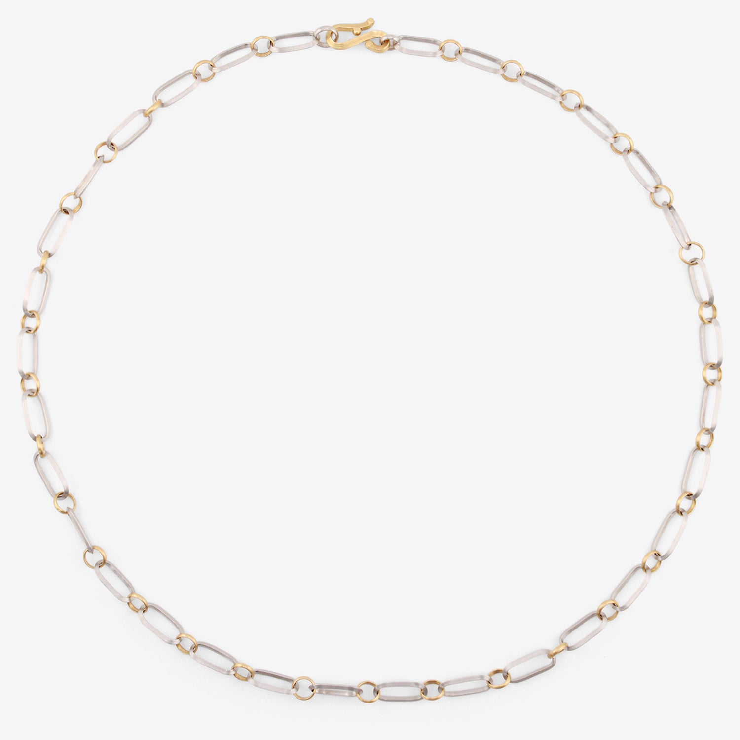 NIKOLLE RADI 18K & PLATINUM LARGE OVAL & ROUND LINK CHAIN NECKLACE