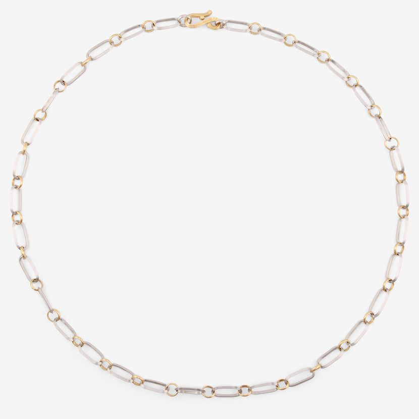 NIKOLLE RADI 18K & PLATINUM LARGE OVAL & ROUND LINK CHAIN NECKLACE