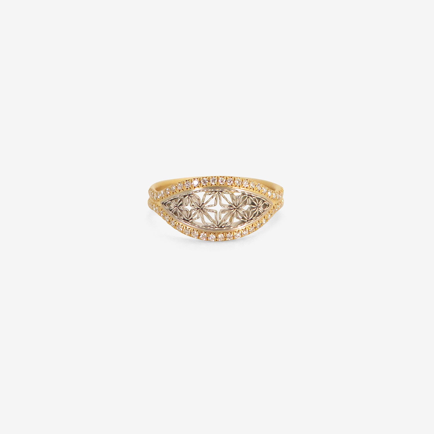 NIKOLLE RADI 18K & PLATINUM MARQUIS RING WITH WHITE DIAMOND PAVÉ