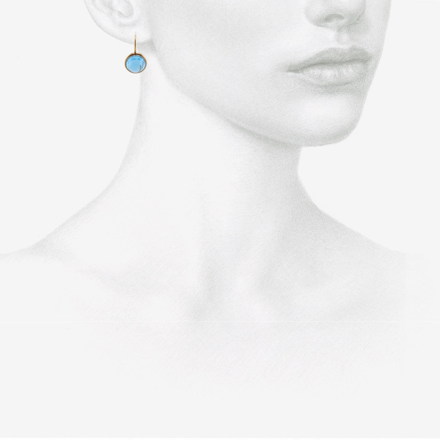 NIKOLLE RADI 18K & ROUND BLUE TOPAZ EARRINGS WITH PLATINUM BEZEL