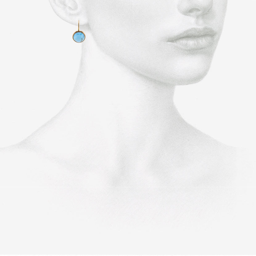 NIKOLLE RADI 18K & ROUND BLUE TOPAZ EARRINGS WITH PLATINUM BEZEL
