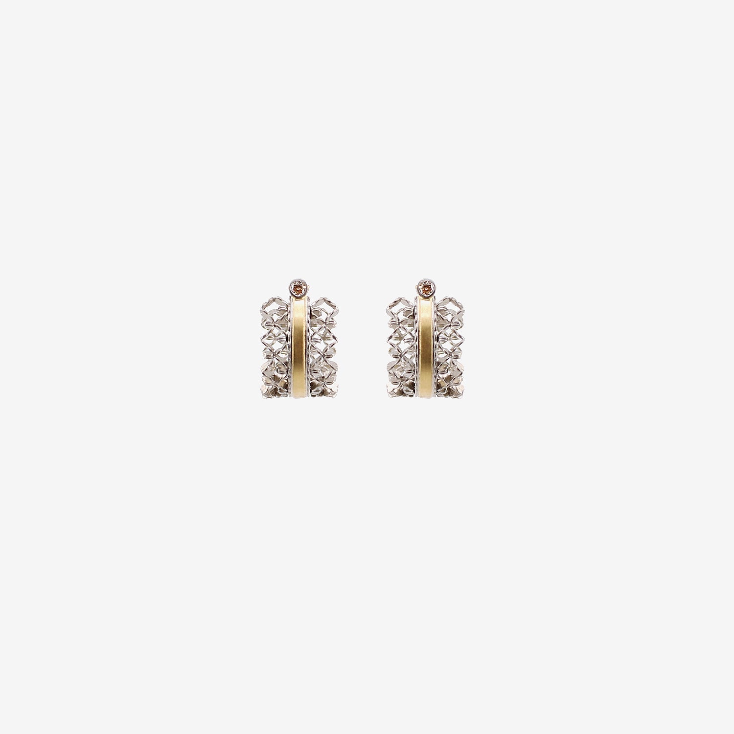 NIKOLLE RADI 18K & PLATINUM SMALL BROCADE HOOPS
